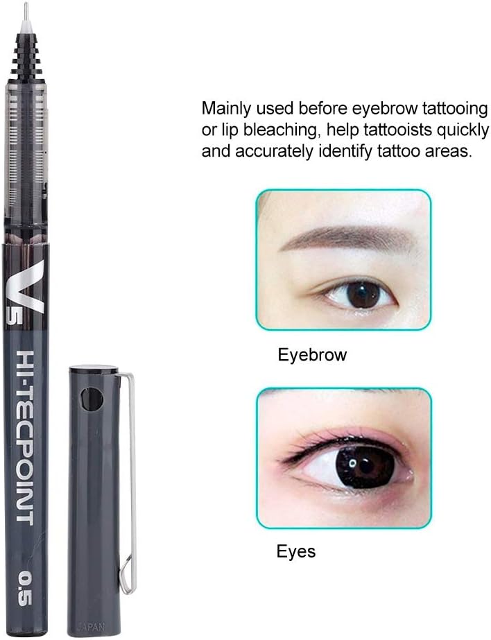 woobles Tattoo Marker Pen, Professional Precision Semi-permanent Eyebrow Lip Tool Semi-permanent Tattoo Marker Pen Microblading Eyebrow Lip Tattoo Positioning Pen(black) - Image 5